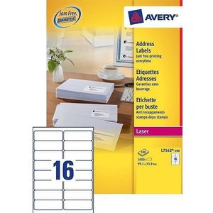 Avery - L7162-100 - Adresetiketten - Wit - 1.600 Stuks