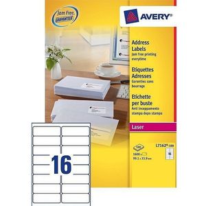 Avery adresetiketten L7162-100 | 1600 stuks | 99,1 x 33,9 mm | Quickpeel technologie