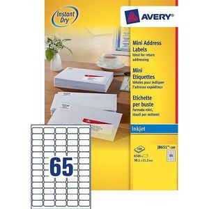 Avery Zweckform J8651-100 adresetiketten | 38,1 mm x 21,2 mm | 6500 etiketten