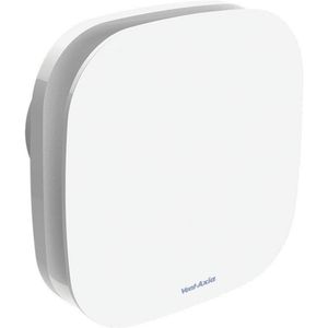MKK Design badkamerventilator, hoogglans, wit, 100 mm, met timer/naloop en terugslagklep, WNB100T, ventilator, front, wandventilator, badkamerventilator, ventilator, inbouwventilator, badkamer