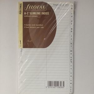 FILOFAX NAVULLING PERSONAL A-Z SLIM INDEX CREME 12DELIG