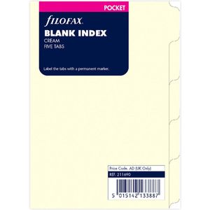 FILOFAX POCKET BLANK INDEX CREME 5 TABBLADEN