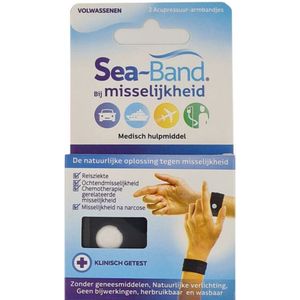 Seaband Volwassenen- Acupressure - Volwassenen – Polsband- 2 stuks - Zwart