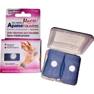 Seaband - Acupressure - Polsband - Lichtblauw/grijstint - 2 stuks