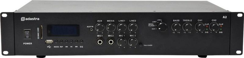 Adastra - A2 - Stereo Versterker - Zwart - 2 x 200W - Bluetooth - Microfoon Aansluiting