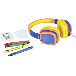 AV:Link geel-blauwe doodle design je eigen hoofdtelefoon voor kinderen