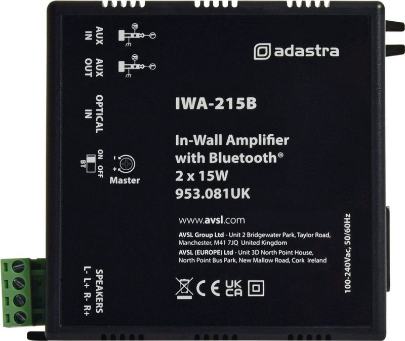 Adastra - IWA215B - Bluetooth 5.0 Versterker - 2x 15W - Compact