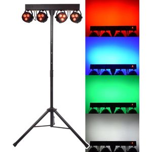 Qtx oplaadbare LED par bar met 4 RGBW lampen en statief
