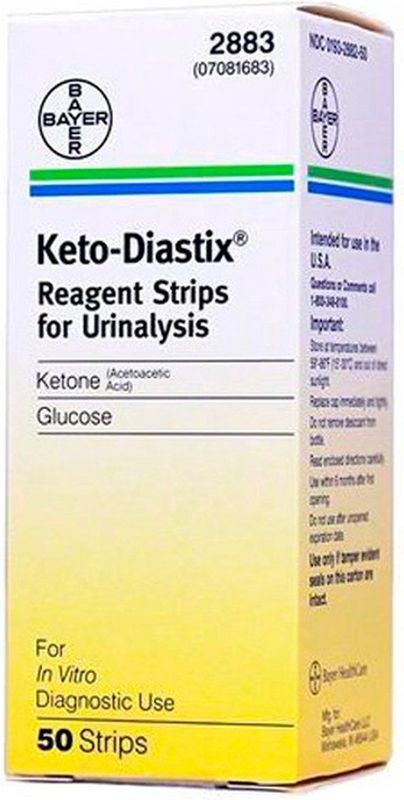 Keto-Diastix - Teststrips - Glucose en Cétones - 50 Stuks