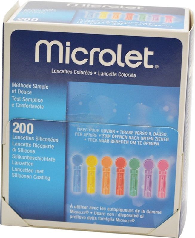 Microlet - Lancetten - Gekleurd - Verpakt per 200 Stuks - Dunne 27g Naald