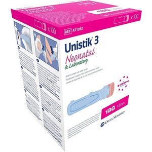 Unistik 3 veiligheidslancet Neonatal & laboratory 100 stuks (bloedglucose meten) + GRATIS naaldencontainer