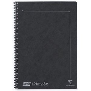 Clairefontaine 4862Z Notitieboek, spiraalbinding, Europa, zwart, A4, 21 x 29,7 cm, 120 gelinieerde afneembare pagina's, wit papier, 90 g, omslag met glanskaart