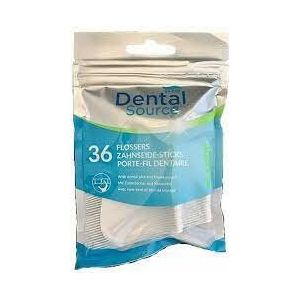 Dental Source - Floss stick met tandenstoker en reiszakje - 36 stuks - Flossers - Inclusief reiszakje