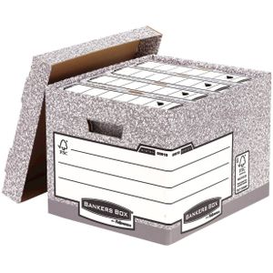 Archivbox ® System 33,5 x 29,2 x 40,4 cm (b x h x t) din A4 mit Archivdruck Karton 100 % recycelt grau/weiß