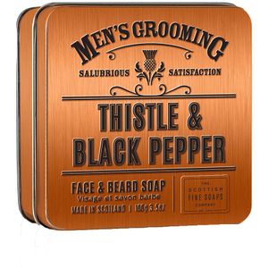 The Scottish Fine Soaps Company Thistle and Black Pepper Face and Beard Soap in a Tin (100g)