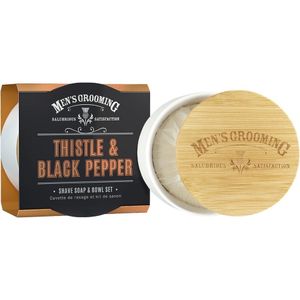 Scottish Fine Soaps Men’s Grooming Shave Soap & Bowl Set Scheerzeep Thistle & Black Pepper 100 g