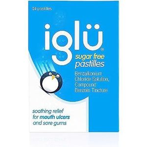 Iglu Suikervrije pastilles. Kalmerende verlichting voor mondzweren en pijnlijk tandvlees, 24 tellen