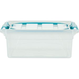 Witfurze Carry Box opbergdoos 5 liter, transparant met blauwe handvaten