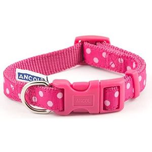 Ancol Genuss Vintage Polka Nylon verstelbare halsband, 20-30 cm, framboos/roze