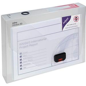 Snopake DocBox 12871 aktenbox van polypropyleen, met push-lock, 60 mm, met broche, A4, transparant