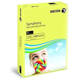 Xerox 003R91957 gekleurd printpapier kopieerpapier Symphony pastel, DIN A3, 80 g/m2, 500 vellen, geschikt voor kleurenlaser- en inkjetprinters, geel