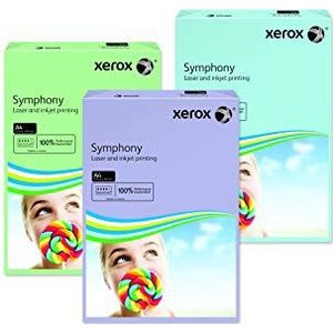 Xerox 003R92241 gekleurd printpapier, kopieerpapier Symphony, DIN A3, 80 g/m2, 500 vel, geschikt voor kleurenlaser- en inkjetprinters, middengroen