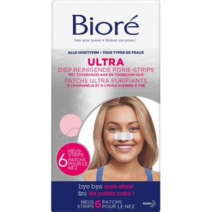 Bioré Ultra Diep Reinigende Poriestrips Toverhazelaar en Theeboom-olie - Voor Alle Huidtypen - 6 Strips