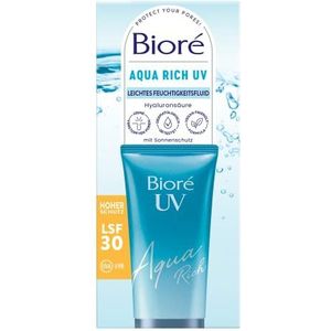 Bioré Aqua Rich UV - lichte vochtinbrengende vloeistof voor het gezicht - zonwering - beschermingsfactor SPF 30 - UVA/UVB - Werkt onder make-up - niet vettig