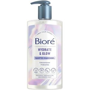 Bioré Hydrate et Glow, milde reinigingsgel, inhoud 200 ml, huidtype: droog, gevoelig, uitgedroogd, met kokoswater en prebiotica