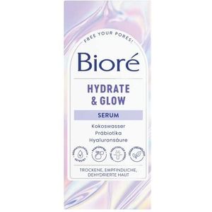 Bioré Hydrate en Glow - Gezichtsserum - Inhoud: 29 ml - Huidtype: droog, gevoelig, gedehydrateerd - Met kokoswater, prebiotica en hyaluronzuur