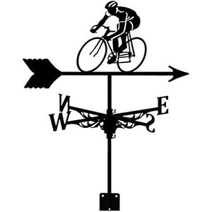 Duurzame metalen windwijzer fiets silhouet windvaan klassieke zwarte windrichtingaanwijzer voor garage, koepel, schuur, boerderij, garage, tuindecoratie
