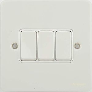 Schneider Electric Ultimate platte plaat zonder schroeven - 3 versnellingen tuimelschakelaar - 2-weg schakelaar - 16Ah GU1232WPW - wit gelakt met wit inzetstuk