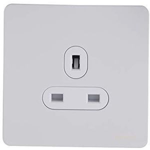 Schneider Electric Ultimate schroefloze, ongeschakelde enkel stopcontact met platte plaat, eenpolig, 13 A, GU3450WPW, wit gelakt met wit inzetstuk