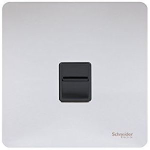Schneider Electric Ultimate platte plaat zonder schroeven - enkel-, secundair telefoonstopcontact, GU7462BPC, gepolijst chroom met zwart inzetstuk