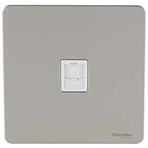 Schneider Electric Ultimate platte plaat zonder schroeven RJ11 GU7451WPN, parelglans-nikkel met wit inzetstuk