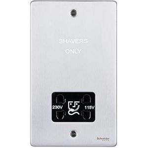 Schneider Electric Ultimate Low Profile scheerapparaat met dubbele spanning, 115/230 V, GU7590BBC, geborsteld chroom met zwarte inzet