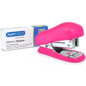 Rapesco 1412 Bug mini nietmachine | metaal | roze | tot 12 vel | incl. 1000 nietjes