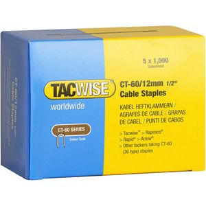 Tacwise kabelnieten voor tacker - Type CT60 - 12 mm - Gegalvaniseerd - 5000 stuks