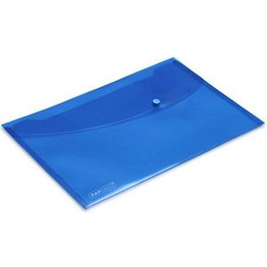 Rapesco 0687 drukknoppen, A4+/ministerpapier, blauw, transparant, 5 stuks