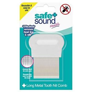 Safe & Sound Metal Lange Tand Herbruikbare Kam voor Natte Kammen Verwijdering van Hoofdluizen en Nits, 0,03 kg, SA2768