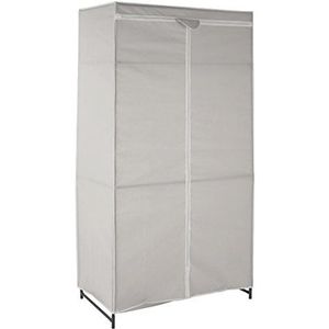 Premier Housewares Fabric garderobe van grijze en witte stof met plank, ijzer, kunststof, 50x90x160