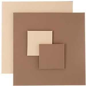 Premier Housewares Geome Reverse Taupe en Cream Set van 4, Cardboard, PU-polyurethaan, room, 29x29x1
