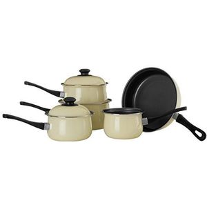 Premier Housewares 204211 Carbon Steel Belly Pan Set, Crème, 5-delig