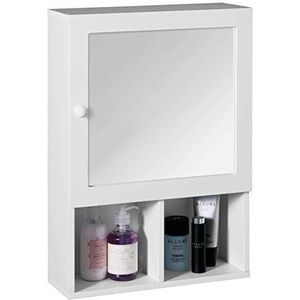 Premier Housewares Badkamerkast spiegeldeur + 2 vakken wit 56 x 40 x 15 cm