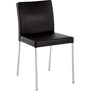 Premier Housewares Lago stoelen stoelen stoelen gemaakt van kunstleer verchroomde poten 82x43x39 cm zwart 2 stuks