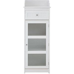 Premier Housewares Portland vrijstaande commode met deur en lade 119x45x33 cm wit, MDF, wit, 33x45x119