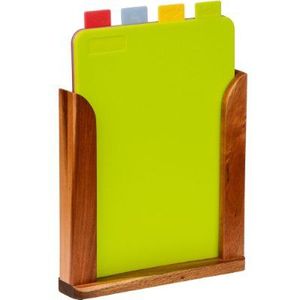 Premier Housewares snijplanken met houten standaard - Set van 4