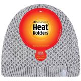 HEAT HOLDERS - Haken Fleece Dames gevoerd Warm Thermo Beanie Hoed (Een maat, Lichtgrijs)