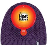 HEAT HOLDERS - Haken Fleece Dames gevoerd Warm Thermo Beanie Hoed (Een maat, Purper)