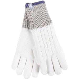 HEAT HOLDERS - Dames winter fleece gebreid elegant Noors patroon handschoenen, crème, S/M